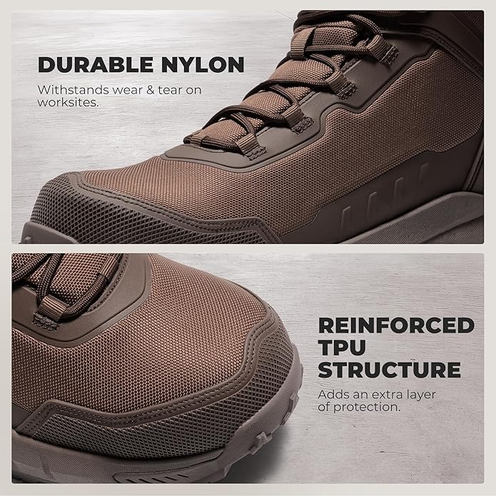 NORTIV 8 Composite Toe Boots for Men ASTM F2413-24 Safety Work Boots Lightweight Anti-Fatigue Non-Slip with Zipper for Warehouse Construction, Terrascope-nano