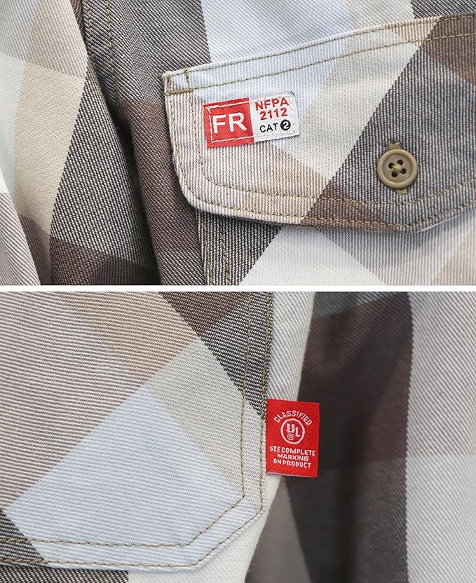 TICOMELA FR Shirts for Men Flame Resistant/Fire Retardant Shirt NFPA2112 7.5oz Men's Welding Shirt