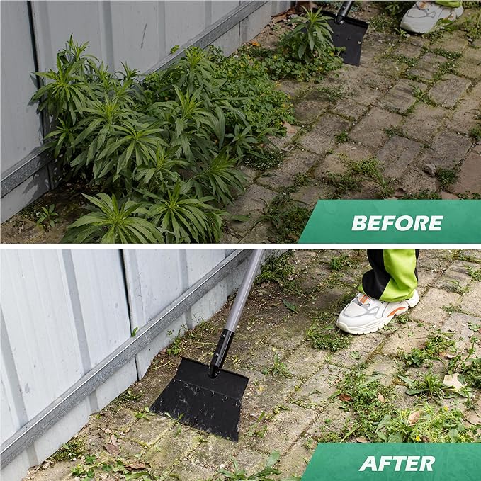 Suchtale Garden Flat Shovel,Floor Scraper, Heavy Duty Multifunctional Outdoor Cleaning Shovel with 54 Adjustable Long Handle, Ideal for Weed Removal, Lawn Edging,Trenching & Ice Scraping