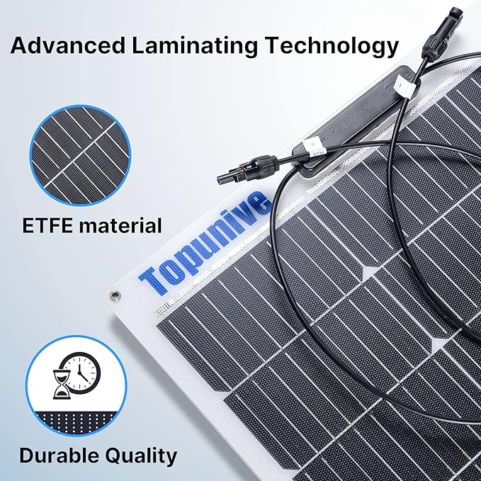 100W 12V Flexible Solar Panel 9BB Monocrystalline Cell 12 Volt Semi-Flexible for Marine RV Trailer Boat Cabin Van Car Uneven Surfaces 12V Battery Charge