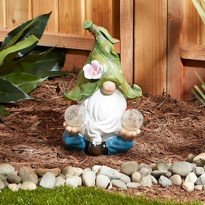 Accent Plus Gnome Meditating Solar Statue