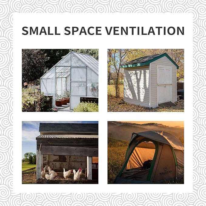 Solar Panel Exhaust Fan, Ventilation Extractor with Anti-backflow Check Valve Chain Switch,10W 16Ft Cable for Greenhouses, Pet Houses, Small Chicken Coops, Sheds, Window Exhaust