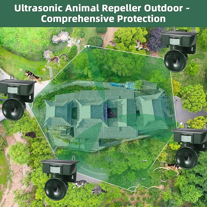 2025 Solar Ultrasonic Bird Repellent Devices Bird Deterrents for Outside Pigeon Repeller Outdoor Animal Repellent Outdoor to Keep Woodpecker Pigeon Out of Balconies Patio Garden Farm