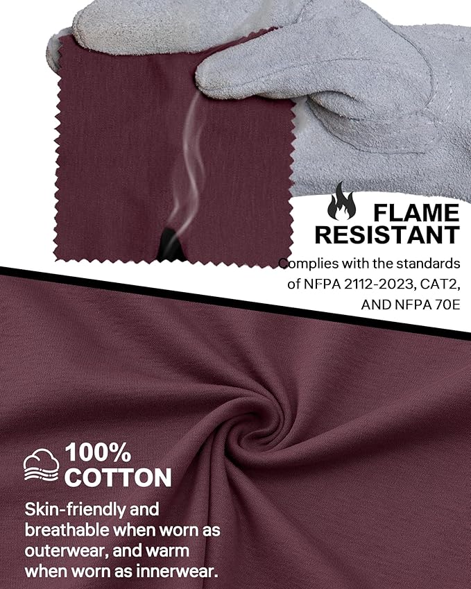 WORKWEYA 6.5oz Men's FR Shirts NFPA 2112 Lightweight Cotton Fire Retardant Shirt