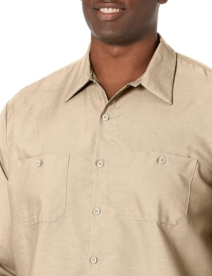 Red Kap Men's Long Sleeve Industrial Work Shirt | Moisture Wicking Button Up, Wrinkle Resistance Fights Fading & Stains