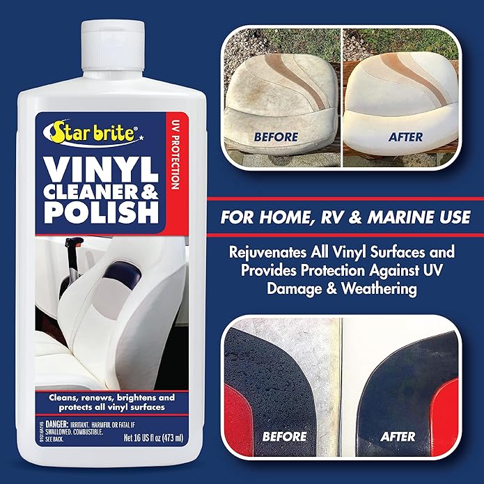 STAR BRITE Vinyl Cleaner, Polish & Protectant - Clean, Renew, Brighten & Protect All Vinyl Surfaces - Marine Grade Shampoo, Polish & UV Protection