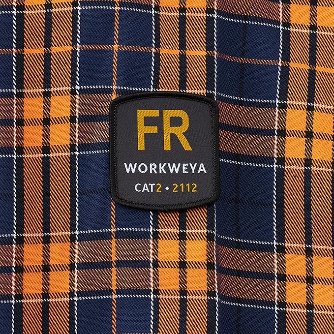 WORKWEYA FR Welding Shirts 7.5oz Cotton Button Down Flame Resistant Shirt for Men