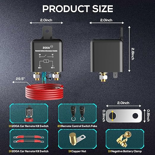 Top Post Remote Battery Disconnect Switch 12v 200A, Battery Cut Off Switch Upgrade Prevent Battery Drain, Easy Installation, Secure Protection for Cars etc.