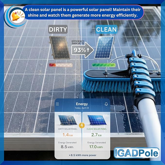 IGADPole 17 FT Water-Fed Cleaning Kit – Extendable Telescopic Pole with Soap-Dispenser, Brush & Cobweb Duster, Adjustable 5-17 FT Handle for Safe High Window, Gutter, Solar Panel & Exterior Cleaning