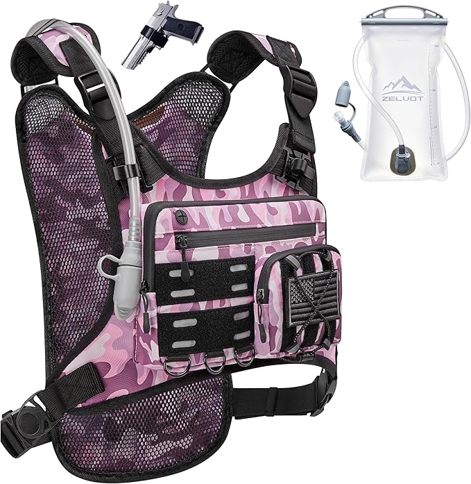 Running Vest with 2L Water Bladder, Hydration Backpack, USA Original Patent, Lightweight Hydration Pack with Gear Holder, Reflective Chest Pack for Men Women for Marathon