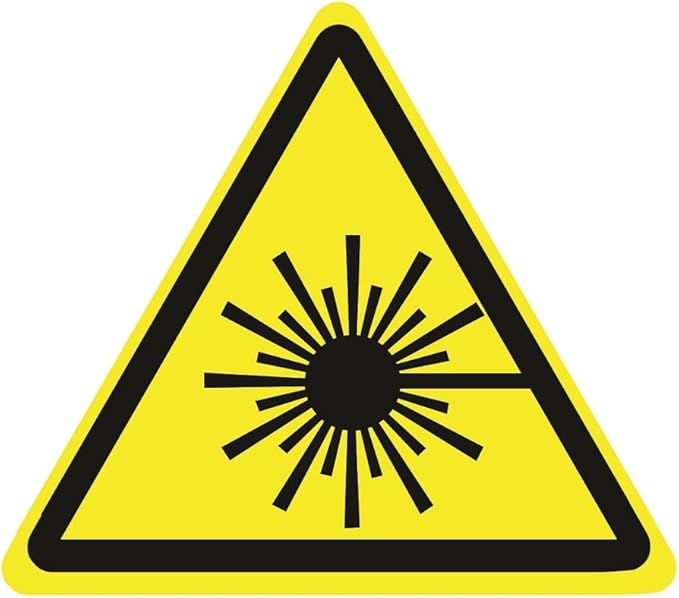Pack of 5 Laser Beam ISO Safety Stickers – 4"x4" Waterproof Vinyl Decals for Windows, Cars, Boxes, Containers, Equipment – Indoor/Outdoor Warning Labels