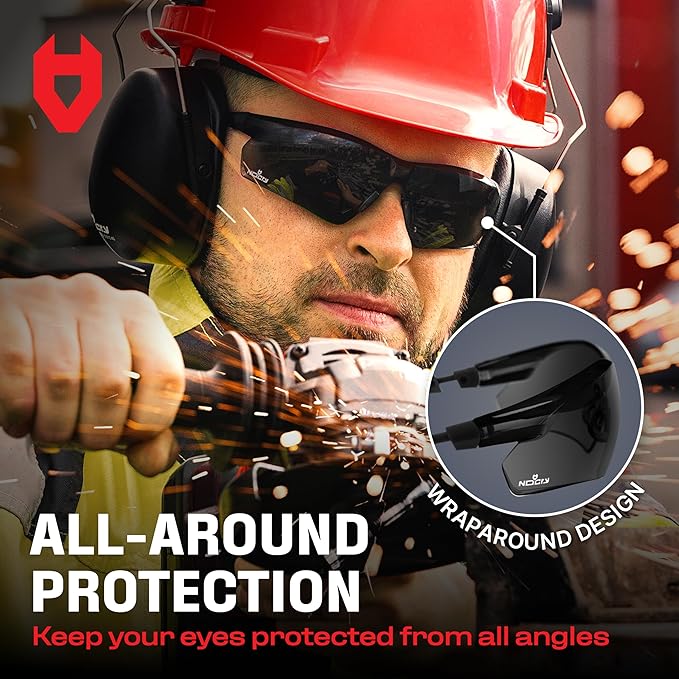 NoCry Anti-Fog Safety Sunglasses for Men with Scratch Resistant Lenses — Tinted Safety Glasses for Construction with 100% UV Protection — ANSI Z87.1 Work Sunglasses with Adjustable Temples & Nose Pad