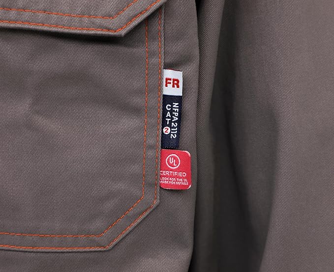 BOCOMAL FR Shirts for Men Snaps Down 7.5oz Water Repellent Fire Resistant Welding Jackets-NFPA2112 CAT2