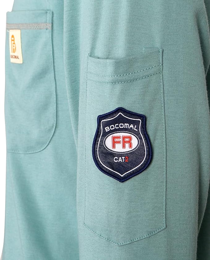 BOCOMAL FR Shirts for Men Lightweight Crew Long Sleeve Flame Resistant/Fire Retardant Shirt…