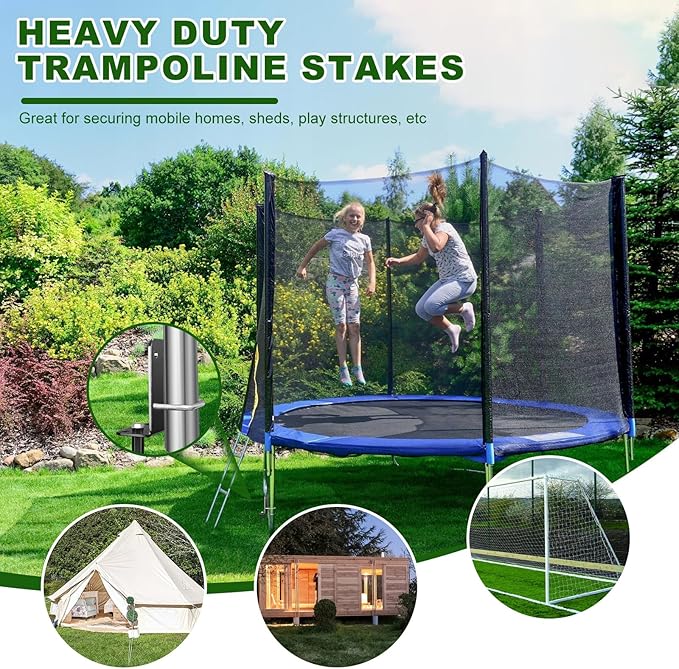 17'' Heavy-Duty Ground Anchor, 6 Pcs Multi-Purpose Trampoline Stakes,Mobile Home Anchors, Enlarged Spiral Blades, Strong Wind Resistance - Strong and Reliable - Can Fix Trampolines, Rvs, Carports