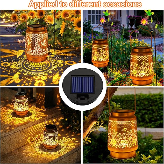4 Pack Solar Lights Replacement Top Parts (Top Size 3.31 inch, Bottom Size 2.83 inch) 7 Lumens Lantern Lids Replacement Light for Hanging Solar Lanterns Outdoor Decorations Garden Patio, Warm White