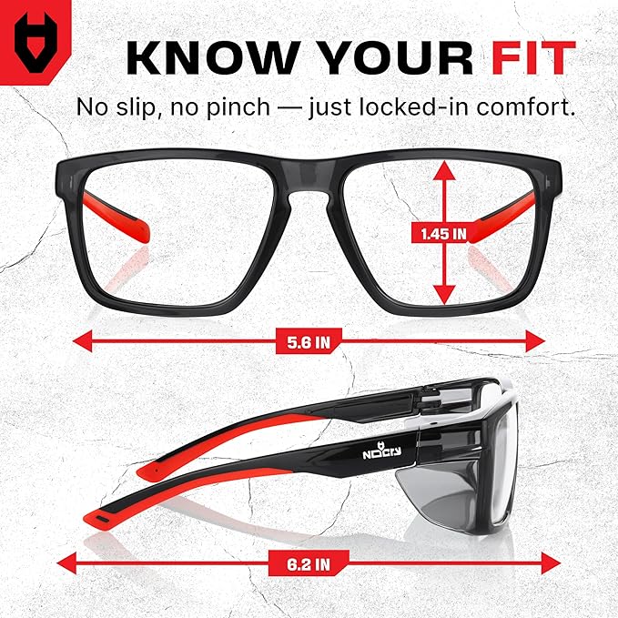 NoCry ANSI Z87.1 Clear Safety Glasses with Side Shields — Durable Anti Fog & Scratch Resistant Eye Protection Glasses or Men & Women — ANSI Z87 Rated Protective Eyewear with 100% UV Shielding for Work