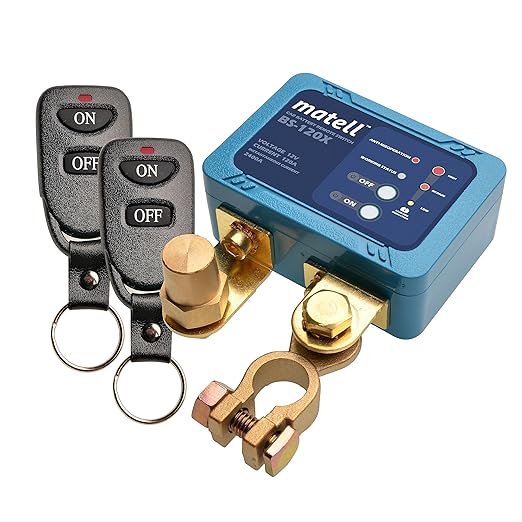 Matell 12V Battery Disconnect Switch | Smart Voltage Control, Anti-Theft, Remote Control, Anti-Misoperation, Leakage Protection, Pure Copper Contacts, for 12V Vehicles (Flat Terminal)