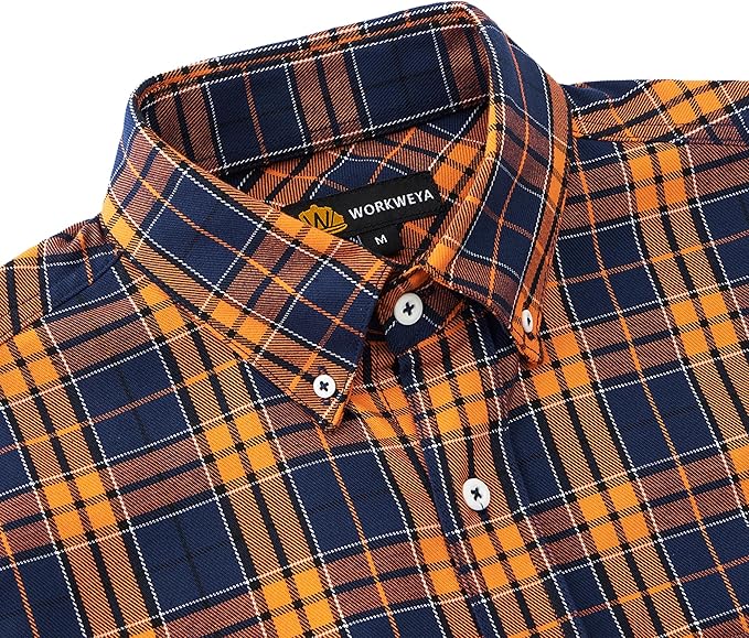 WORKWEYA FR Welding Shirts 7.5oz Cotton Button Down Flame Resistant Shirt for Men