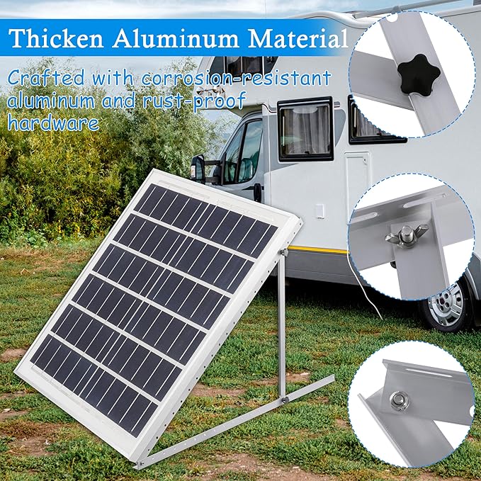 2 Sets 45 inch Adjustable Solar Panel Brackets, Foldable Tilt Mount Brackets, Suitable for 2-4pcs 100 200 300 400 Watt Solar Panel for Roof, Boat, RV, and Off-Grid