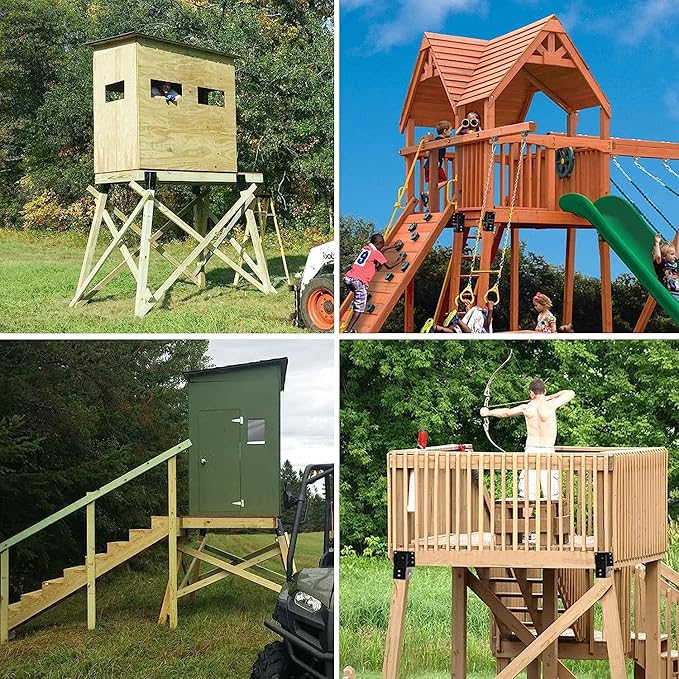 Mofeez Outdoor 4x4 Compound Angle Brackets for Deer Stand Hunting Blinds Shooting Shack (Set of 8)