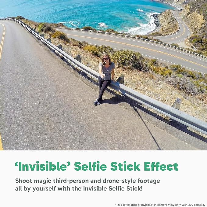 AKASO 118"/3m Invisible Selfie Stick - Carbon Fiber Extension Pole for Insta360 X5/X4/X3, DJI Osmo 360, GoPro Hero 13/12/11, AKASO 360/EK7000/EK7000 Pro, Brave 4/4 Pro, Brave 7/7 LE Action Camera