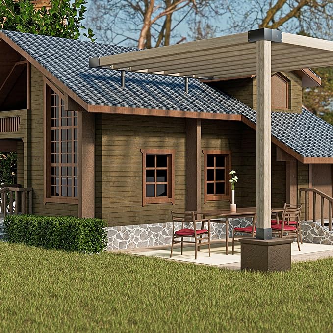 2Pack 3.6" Saddle Stainless Steel Roof Riser for Patio Pergola, 18-1/4 Inches High, Black Finish