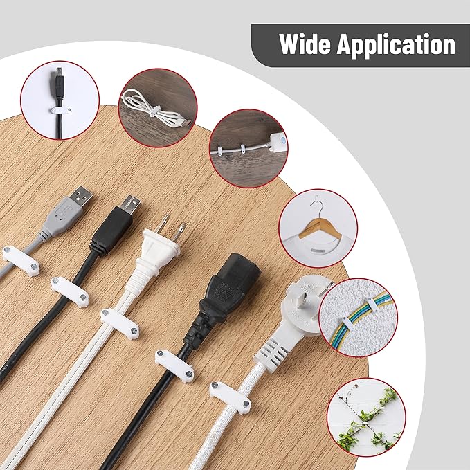 Bates- Cable Clips with Steel Nails, 200 pcs, White, Large, 2-Nail Cord Clips for Wires on Wall, Cable Wall Clip, Wire Wall Clips, Cable Wire Clips, Coaxial Cable Clips, Cord Wall Clip