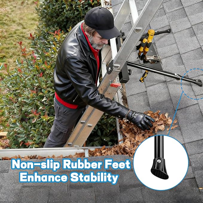Ladder Stabilizer, Extension Ladder Stabilizer for Roof Wall Standoff Ladder Accessory Safety Stability Aviation Aluminium, Adjustable Length 22-29.5In, Stands 300 LBS Weight Rating