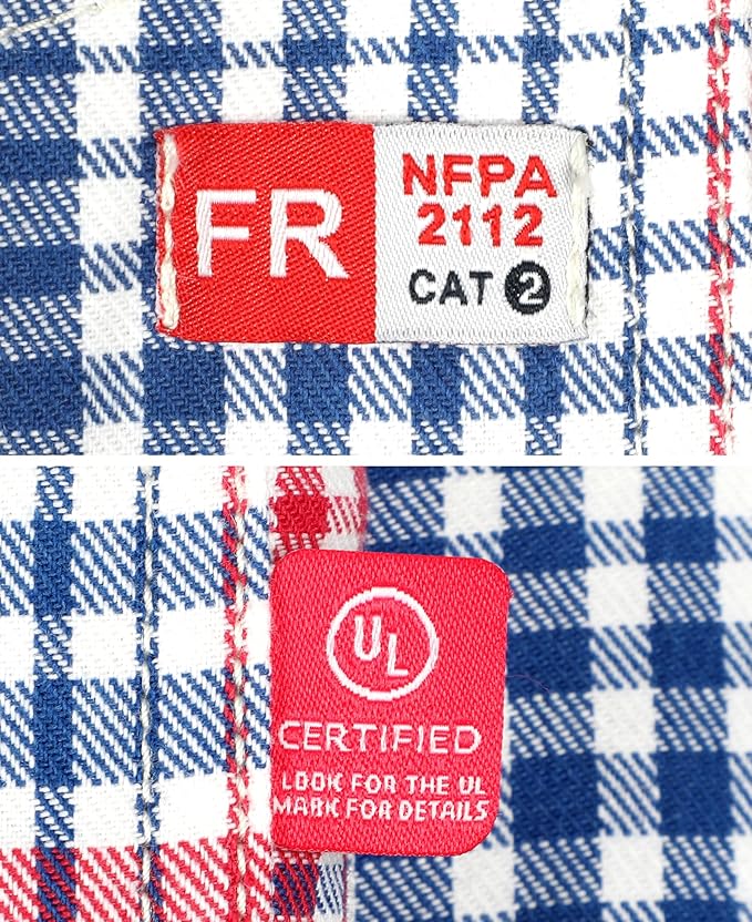 TICOMELA Men’s Mid-Weight FR Welding Shirt, 7.5oz 100% Cotton NFPA 2112 CAT2 – Flame-Resistant Button-Down Work Shirt