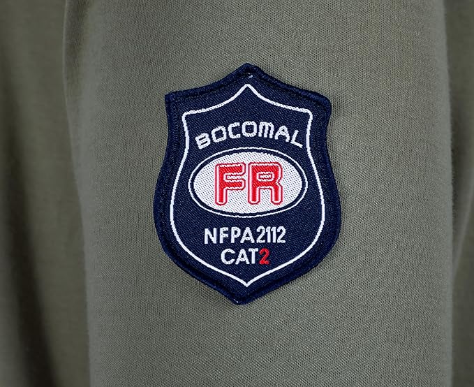 BOCOMAL FR Shirts Henley 7oz Midweight Fire Resistant Clothing NFPA2112 CAT2 Men's Flame Retardant Work Shirt