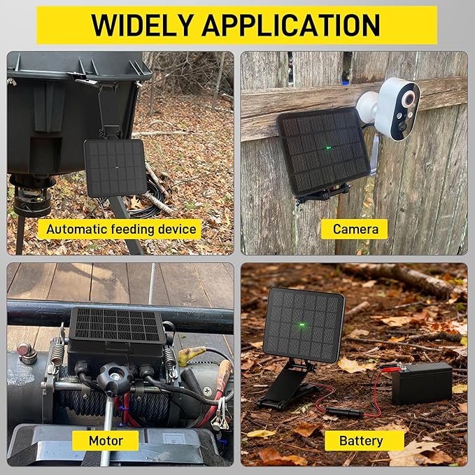SUNAPEX Solar Panel for Deer Feeder: 6V 2.4W ETFE Waterproof Solar Battery Charger with Indicator Light, Adjustable Mounting Bracket for Game Feeder Timer, Rechargeable Batteries, Camera
