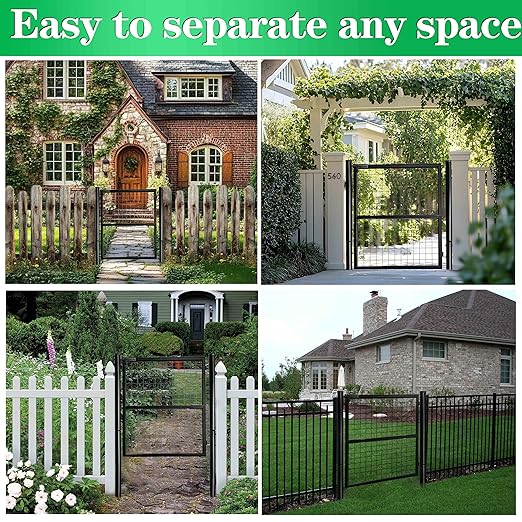 Wire Mesh Fence Gate, 59.06in (W) x 42.13in (H), Heavy-Duty Rustproof Outdoor Gate with Stable Insertion Posts, Ideal for Garden, Yard, Patio, Pet Containment - Easy Installation（Black）