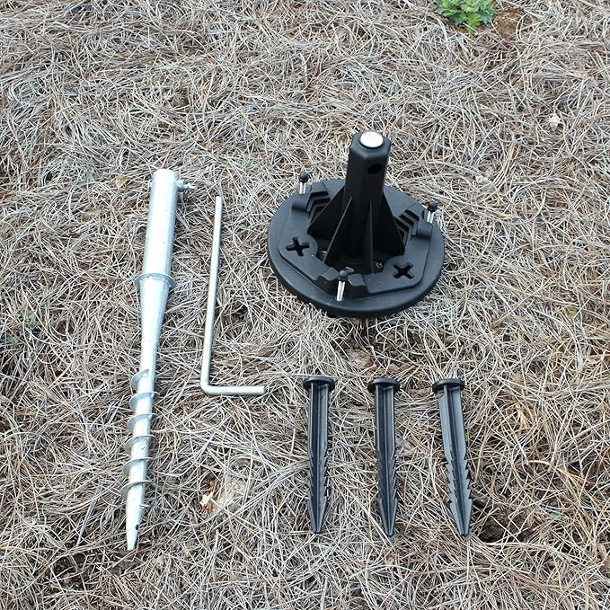 Gama Sonic 10 in. Solar Lamp Post Installation Kit with EZ-Anchor In-Ground Auger and Built-in Leveling Tool, Black, 30001