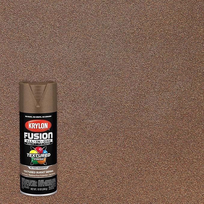 Krylon Fusion All-In-One Adhesive Spray Paint for Indoor/Outdoor Use, 12 oz, Burnt Sienna