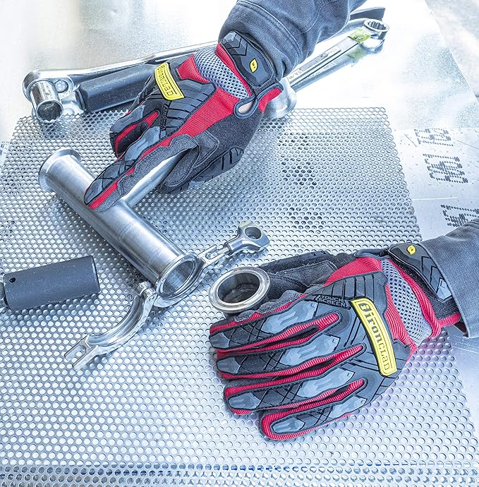 Ironclad Command Impact 360 Cut A5 Work Gloves; Touch Screen Gloves Conductive Palm & Fingers, Impact Protection, Machine Washable, Sized S, M, L, XL, XXL (1 Pair), Red (IEX-MIGR5-03-M)