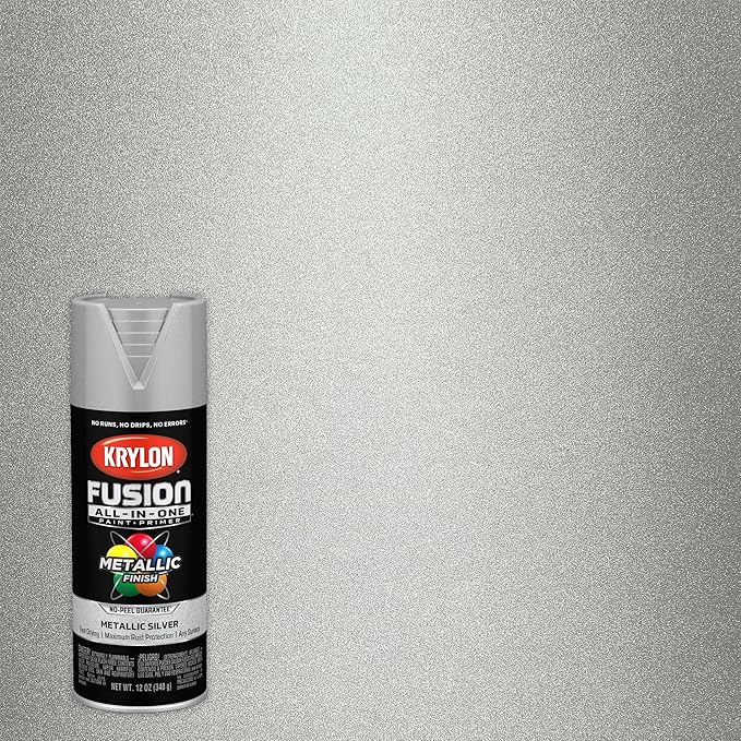Krylon Fusion All-In-One Adhesive Spray Paint for Indoor/Outdoor Use, 12 oz, Silver