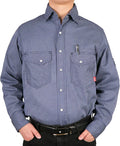 BOCOMAL FR Shirts for Men Printed Plaid Flame Resistant Clothing 6.5oz Cotton Button Up Welding Shirts NFPA2112 CAT2
