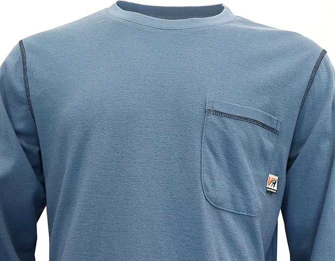VATRENUS FR Shirts Crewneck 5.5oz Lightweight Flame Resistant 100% Cotton Men's Pre-Washed Fire Retardant Workwear