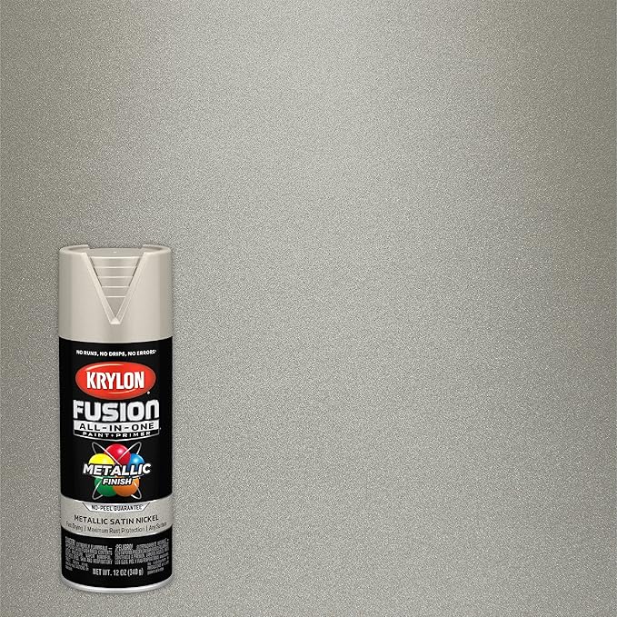 Krylon Fusion All-In-One Adhesive Spray Paint for Indoor/Outdoor Use, 12 oz, Satin Nickel
