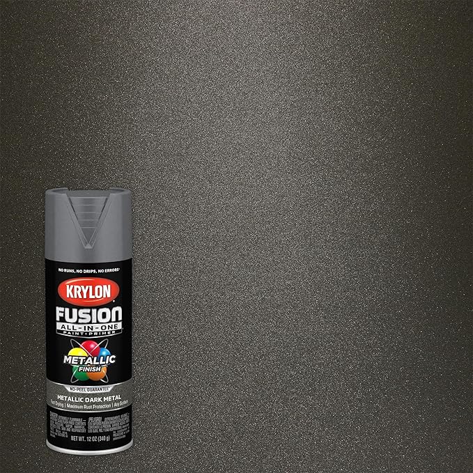 Krylon Fusion All-In-One Adhesive Spray Paint for Indoor/Outdoor Use, 12 oz, Dark Metal