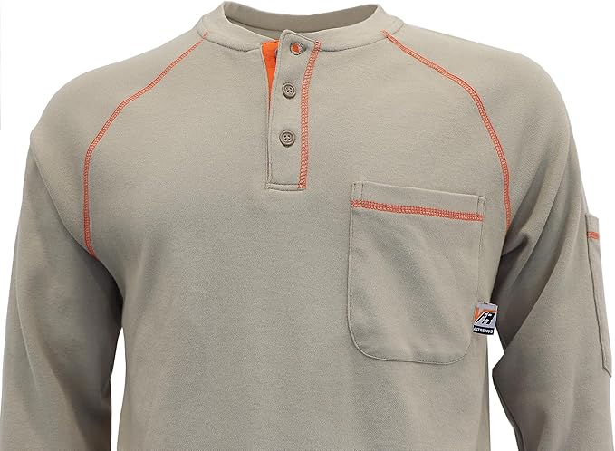 VATRENUS FR Shirts Henley 5.5oz 100% Cotton Flame Resistant Long Sleeve T-Shirts