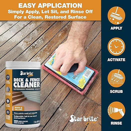 Star brite Home Deck & Fence Cleaner – Oxygenated Powdered Bleach, Biodegradable, Safe for Wood & Composite Surfaces