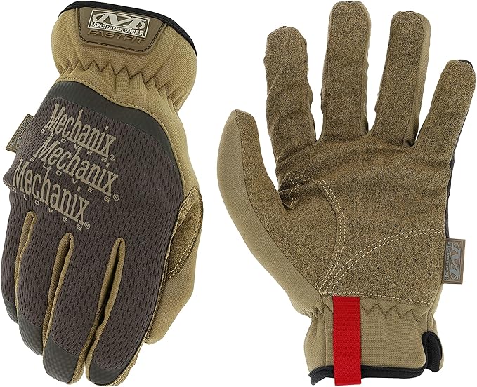 Mechanix Wear: FastFit Work Glove with Elastic Cuff for Secure Fit, Performance Gloves for Multi-Purpose Use, Touchscreen Capable Safety Gloves for Men (Brown, Small)