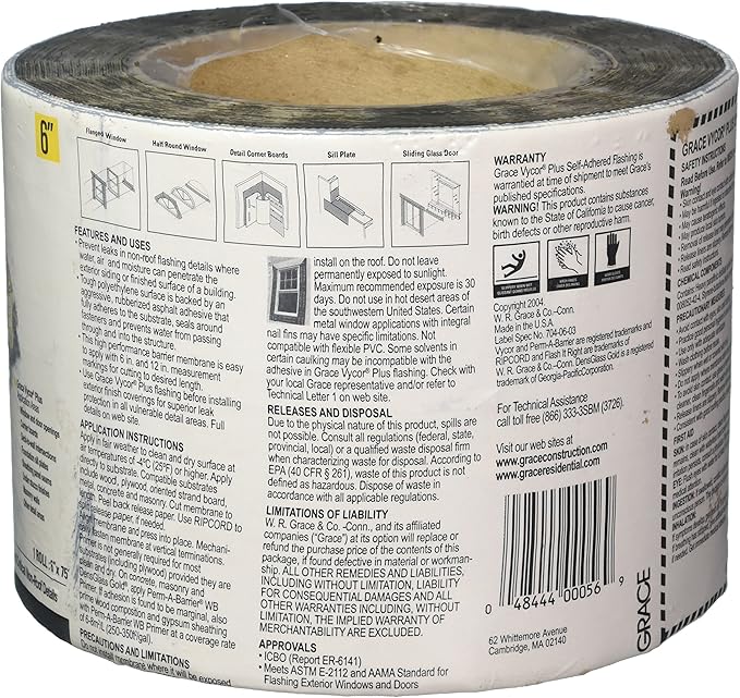 Grace TV718306 6" x75'Vycor Flashing