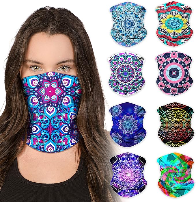 Sojourner Neck Gaiter, Bandana, Buff (9 Pack) - Face Cover for Men, Women, and Teens - Neck Warmer UV Sun Protection Gator