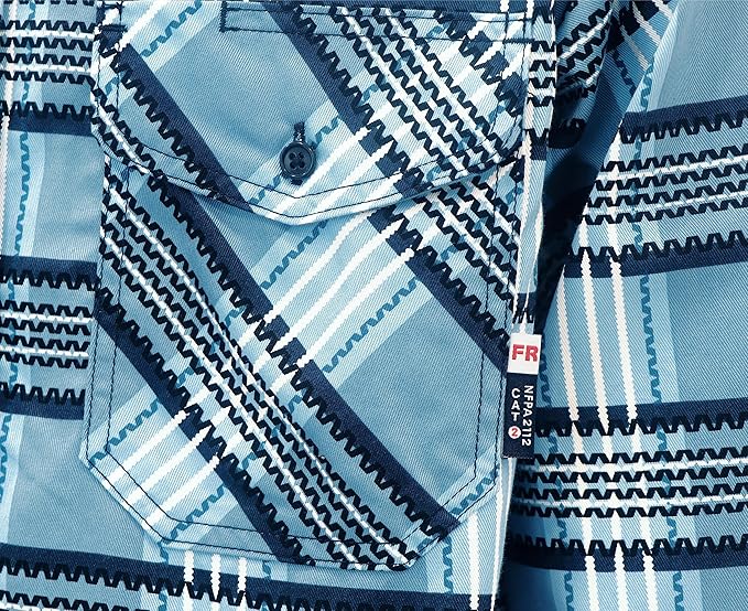 BOCOMAL FR Shirts for Men Printed Plaid Flame Resistant NFPA2112/CAT2 6.5oz Lightweight Fire Retardant Shirt