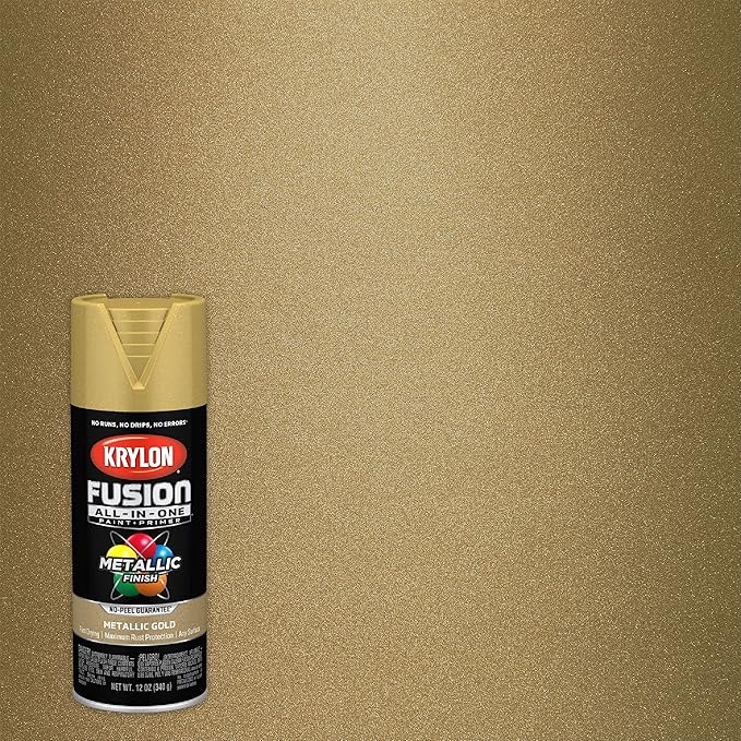 Krylon K02770007 Fusion All-In-One Spray Paint for Indoor/Outdoor Use, Metallic Gold 12 Ounces (Pack of 2)