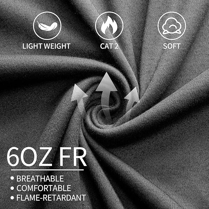 FR Shirts for Men 6 oz Hi Vis Fire Resistant Flame Resistant Long Sleeve Shirts High Visibility Cotton Welding Shirt CAT2